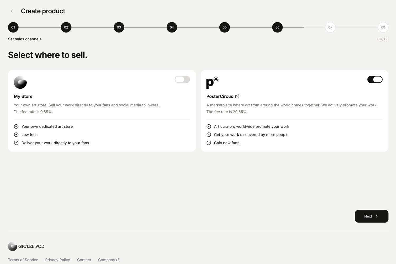 Select your sales channels